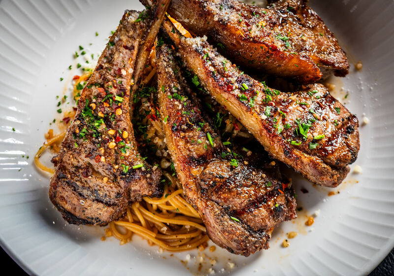 Lamb chops over Golden Gate Noodles at Fraiche DC